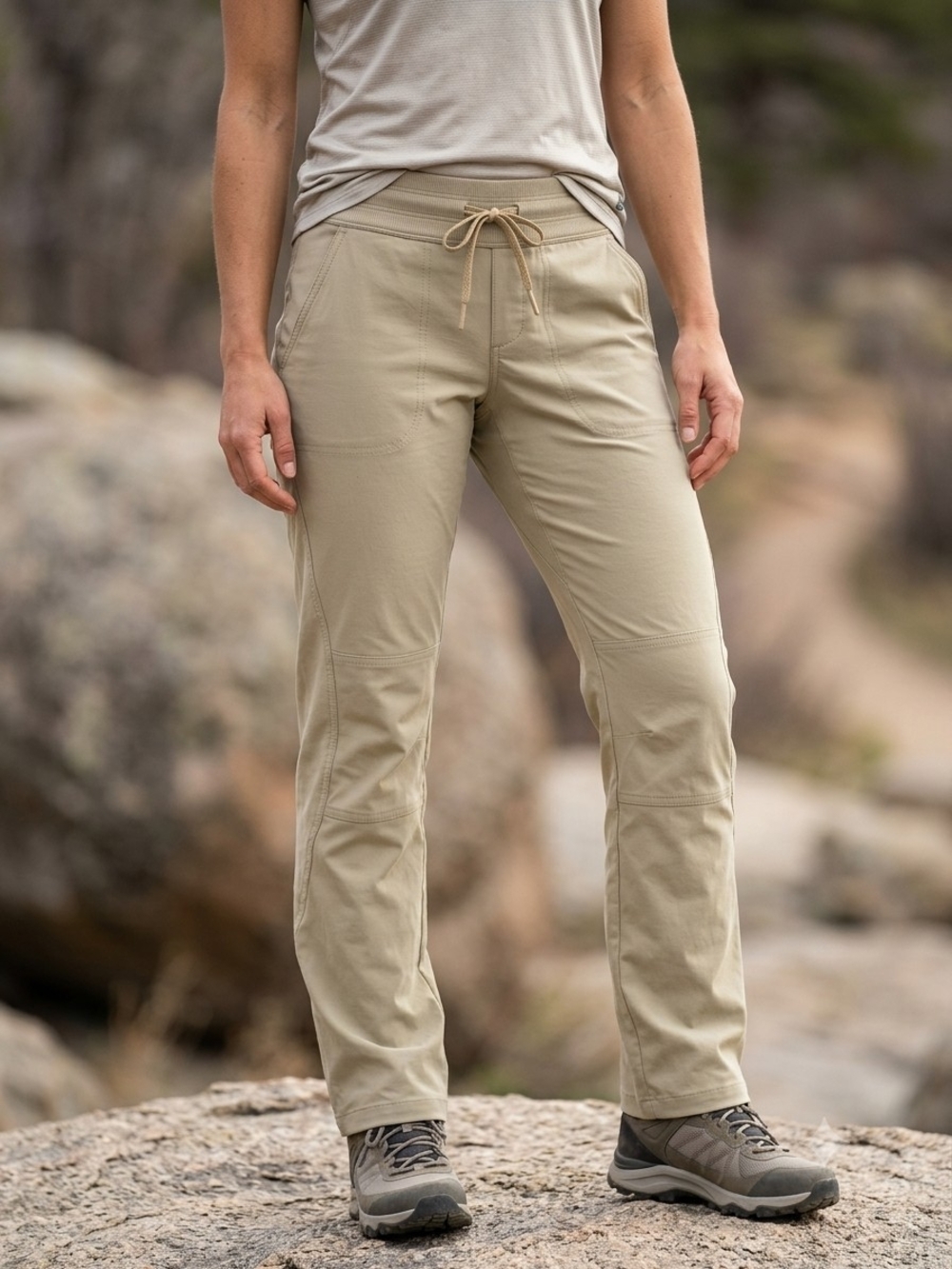 The North Face Aphrodite 2.0 Tan Hiking Pants Womens XS Short Stretch Rib Waist